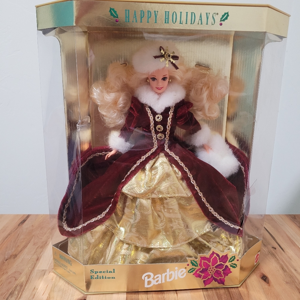 Offers! 1996 Happy Holidays Barbie Doll, Special Edition, 15746, Gold & Bu…